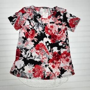 Hannah Floral Print V-Neck Short Sleeve Top
